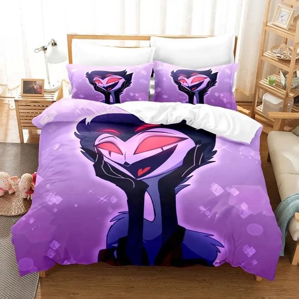 Anime Stolas Helluva Hazbin Hotels Boss Bedding Set,Duvet Cover Bed Set Quilt Cover, Boys Girls Adults Bed Sheets