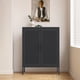 thumbnail image 2 of NO LOCK, Metal Storage Cabinet with 2 Doors and 2 Adjustable Shelves, Steel Storage Cabinet, Metal File Cabinet for Home Office School Gym, Black, 2 of 3