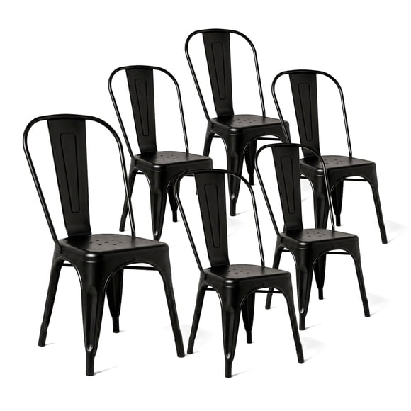 Pack 6 Sillas Comedor Terraza Restaurante Apilables Metal Industrial Tolix Negras