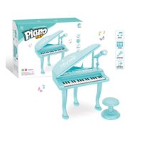 Genérico - Piano Musical Con Micrófono Y Asiento Para Niños Celeste