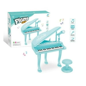 Genérico - Piano Musical Con Micrófono Y Asiento Para Niños Celeste