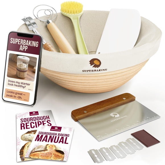 Cesta para Fermentar Pan Superbaking 23 cm Redonda Kit de Masa Madre