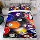 thumbnail image 4 of Billar Conjunto de sábanas temático, trío de piezas, cómodo y amigable con la piel, diseño único, regalo de decoración para el hogar para familiares, amigos y fans,135cm *200cm, 4 of 6