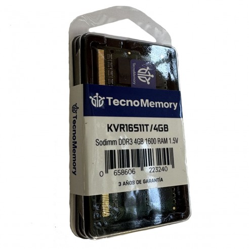 Memoria Ram Tecnomemory Sodimm Ddr3L 4Gb 1600Mhz 1,35V Kvr16Ls11T/4Gb