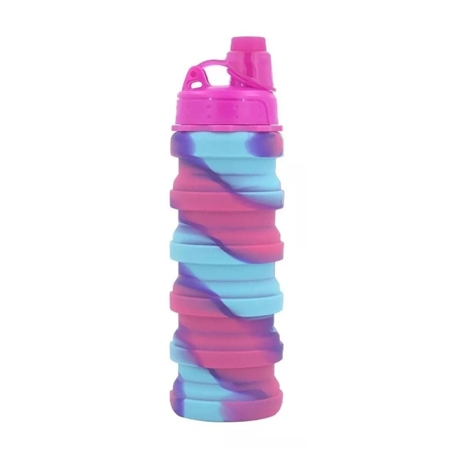 Disparo - Botella Agua Para Niños Silicona Plegable Arcoiris 500ml Fucsia