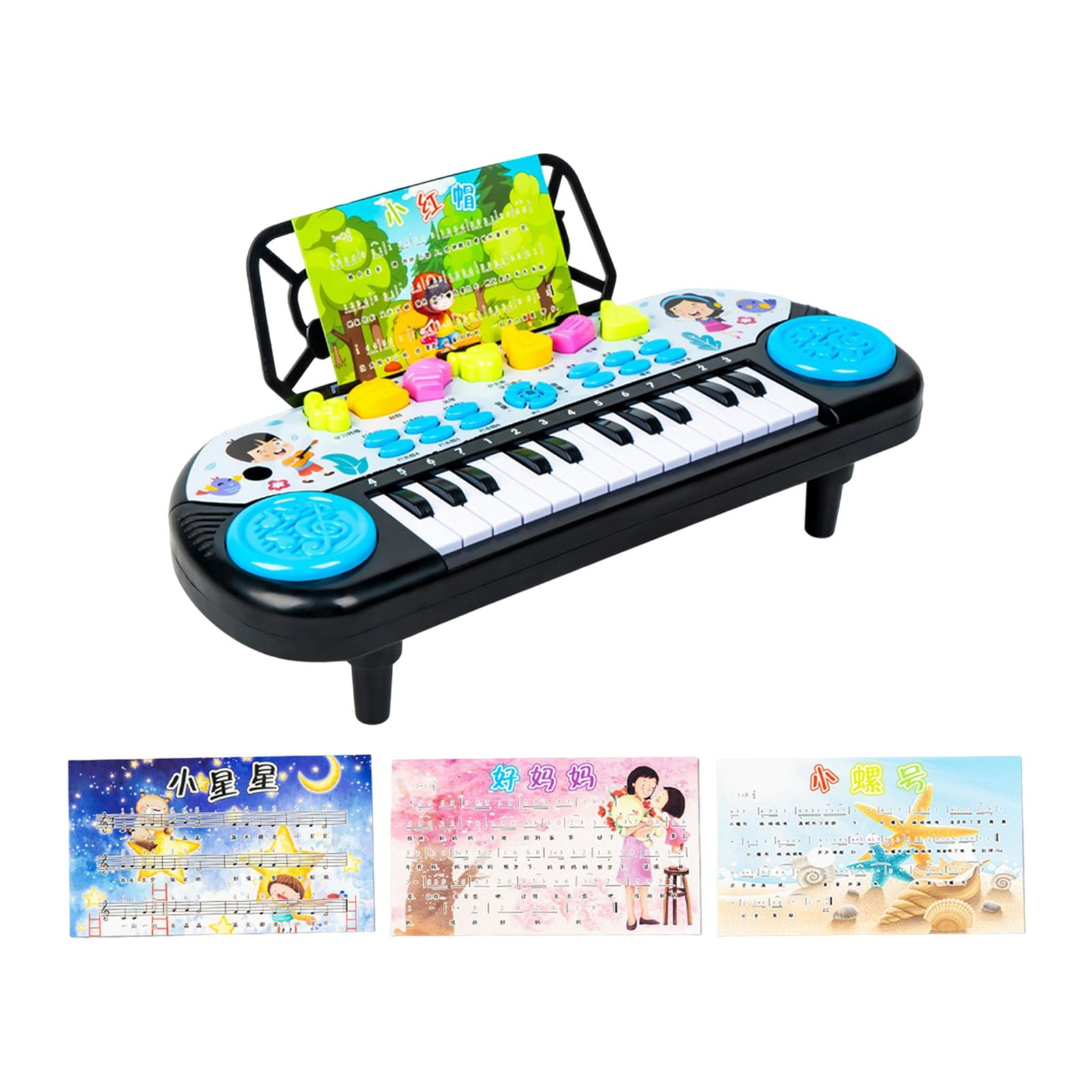 Magideal - Piano Portátil Teclado Electrónico Aprendizaje Musical Juguete Educativo Con Luces Sonidos 24 Teclas Pianos Electrónicos Para Niños Pequeños De 3 A 5 , Azul