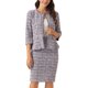 thumbnail image 1 of INSPIRE CHIC Conjunto de Traje de Tweed de 2 Piezas para Mujer Conjunto de Atuendo de Maestra para Regreso a Clases Chaqueta de Manga 3/4 con Botones Falda Lápiz Púrpura S, 1 of 6