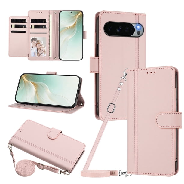 Google Pixel 11 Pro XL Funda Billetera con Cierre Magnético, Rosa