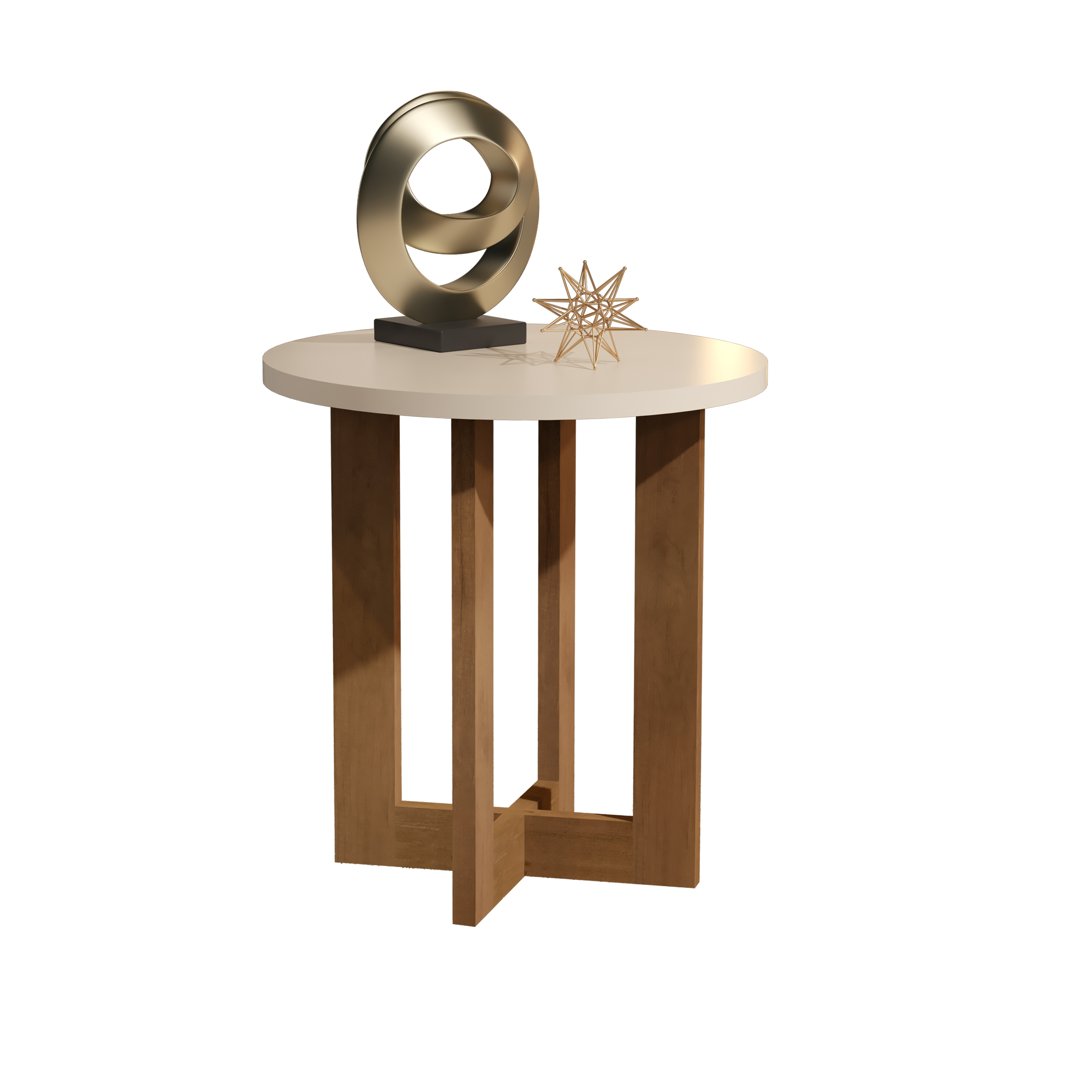 Be Design - Mesa Lateral Redonda Be Perla Caramelo