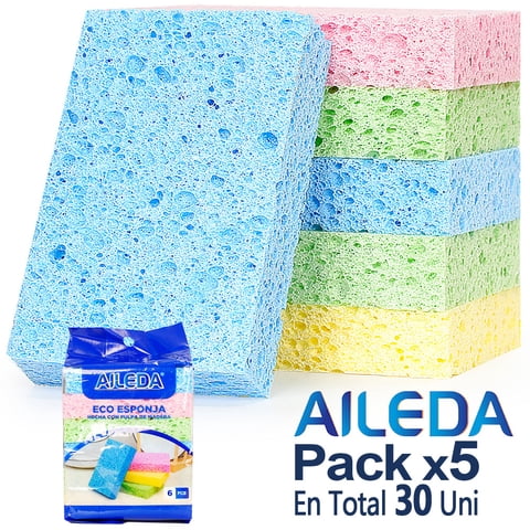 Aileda Esponja Para Cocina 6 Pzas/Pqt Esponja Multicolor (En Total 30 Unidades)