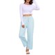 thumbnail image 2 of Pantalones de pijama de pierna ancha a cuadros para mujer de INSPIRE CHIC con cintura ajustable y tejido suave y elástico S Azul, 2 of 6