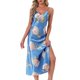 thumbnail image 1 of INSPIRE CHIC Camisones de Satén Floral para Mujer Camisón de Tirantes Espagueti Vestido de Pijama Largo y Sedoso L Azul, 1 of 6