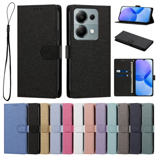 Cartera para Xiaomi Poco M6 Pro 4G con Soporte y Correa, Negro