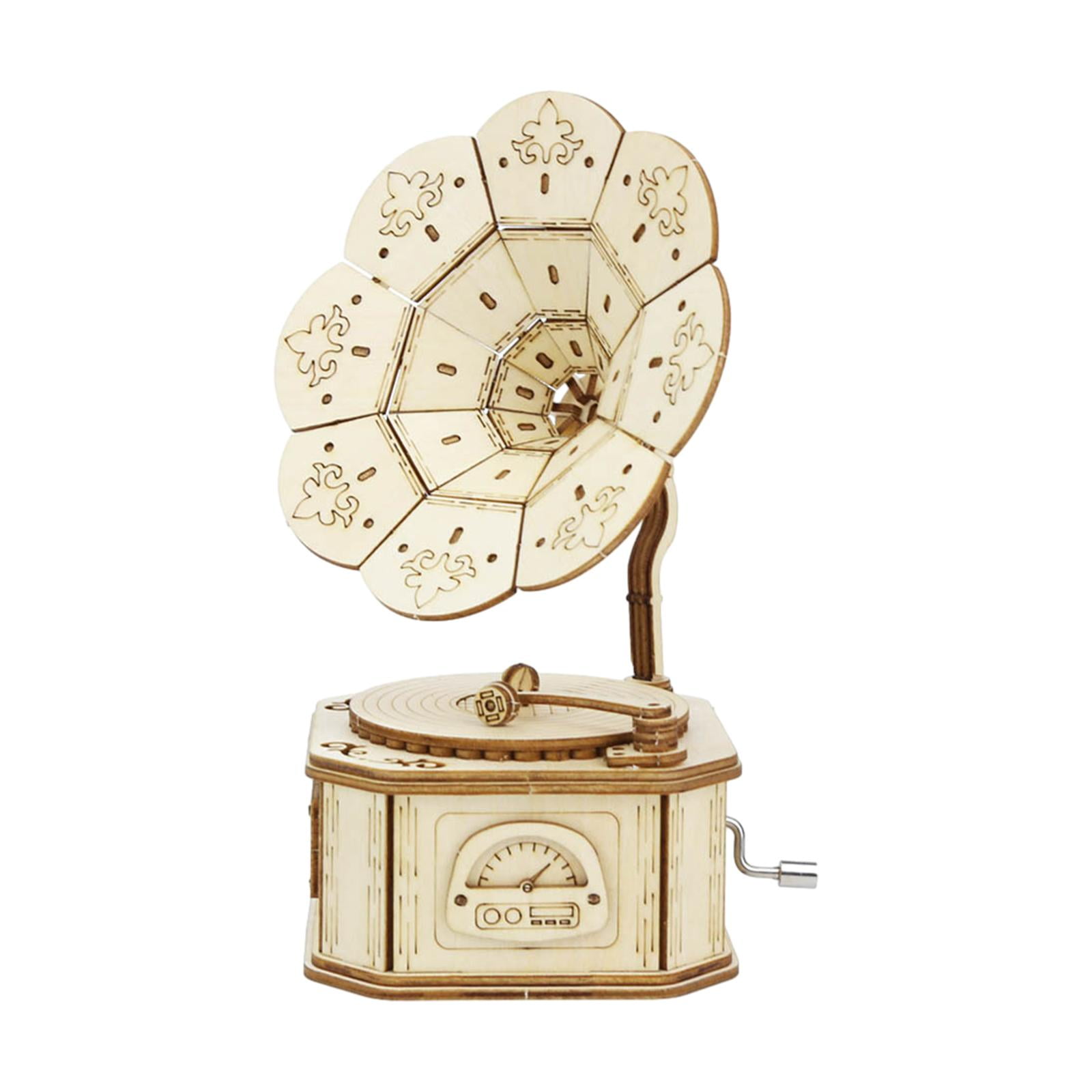 Bothyi - Rompecabezas De Madera 3d, Rompecabezas De Gramófono, Caja De Música Con Manivela, El Mejor Regalo Para Niños, Estilo A