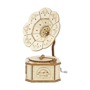 Bothyi - Rompecabezas De Madera 3D, Rompecabezas De Gramófono, Caja De Música Con Manivela, El Mejor Regalo Para Niños, Estilo A