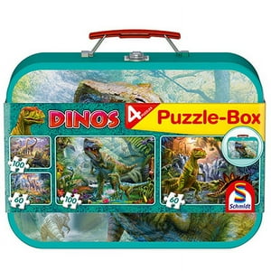 Schmidt - Puzzle 2 X 60, 2 X 100 Piezas Dinosaurios Maleta Metal