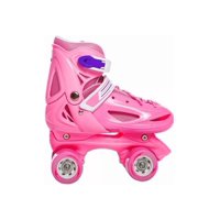 Genérico - Patín 4 Ruedas + Set Protección Talla 25-28, Rosado