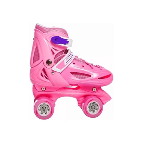 Genérico - Patín 4 Ruedas + Set Protección Talla 25-28, Rosado