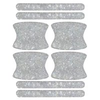 Ioensy - Etiquetas Engomadas De La Manija De La Puerta Del Coche Del Diamante Artificial Seguridad Del Rasguño Para El Estilo Del Coche Blanco