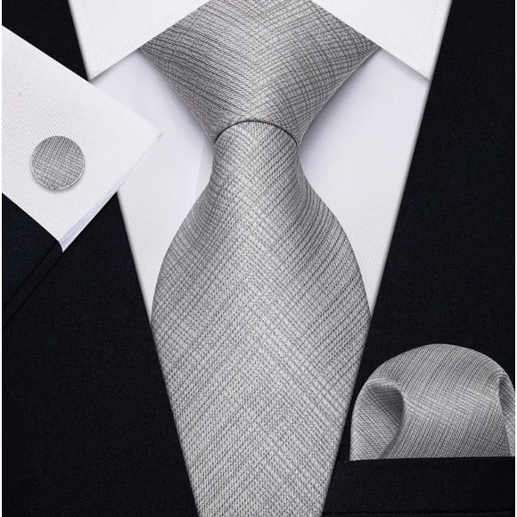 Set Corbata, Pañuelo Y Colleras Gris