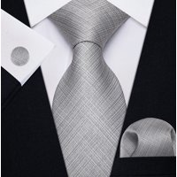 Riqui - Set Corbata, Pañuelo Y Colleras Gris