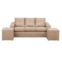 Muebles América - Living Emilia Sofá 3 Cuerpos + 2 Pouf Cuero Auris Beige