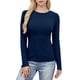 thumbnail image 2 of Camisas de Manga Larga para Mujer 2026 Primavera Camiseta Interior Básica de Punto Acanalado Cuello Redondo Ajustada Blusa Lisa Tops para Mujer, 2 of 7