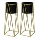 thumbnail image 1 of Set 2 Porta Maceteros Pedestal Igual Tamaño Negro Dorados, 1 of 8