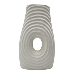 Fliperex - Jarron Florero De Ceramica Fina Decorativo Moderno Blanco Blanco