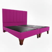 Vitelio - Cama 2 Plazas Modular Base Color Fucsia + Respaldo