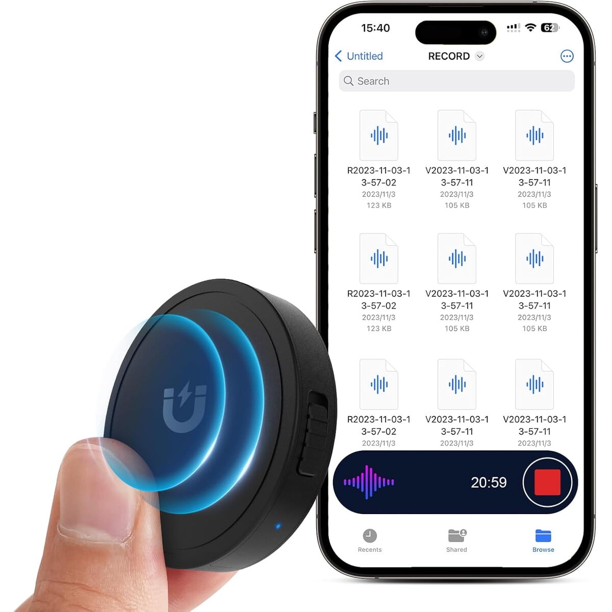 Grabadora De Voz Elasound 128gb Nz007 Activada Por Voz 9800h Usb-c
