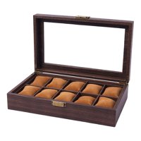 Magideal - Caja De Almacenamiento De Reloj, Vitrina De Cristal Con Cierre Superior, Protección De Reloj, Decoración Del Hogar, Tienda Portátil, Reloj De Exhibici 10 Cuadrícula