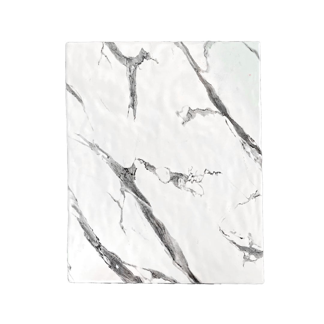 Imahe - Tabla Aperitivo Melamina Rectangular 26x32x1cm Marmol Blanco