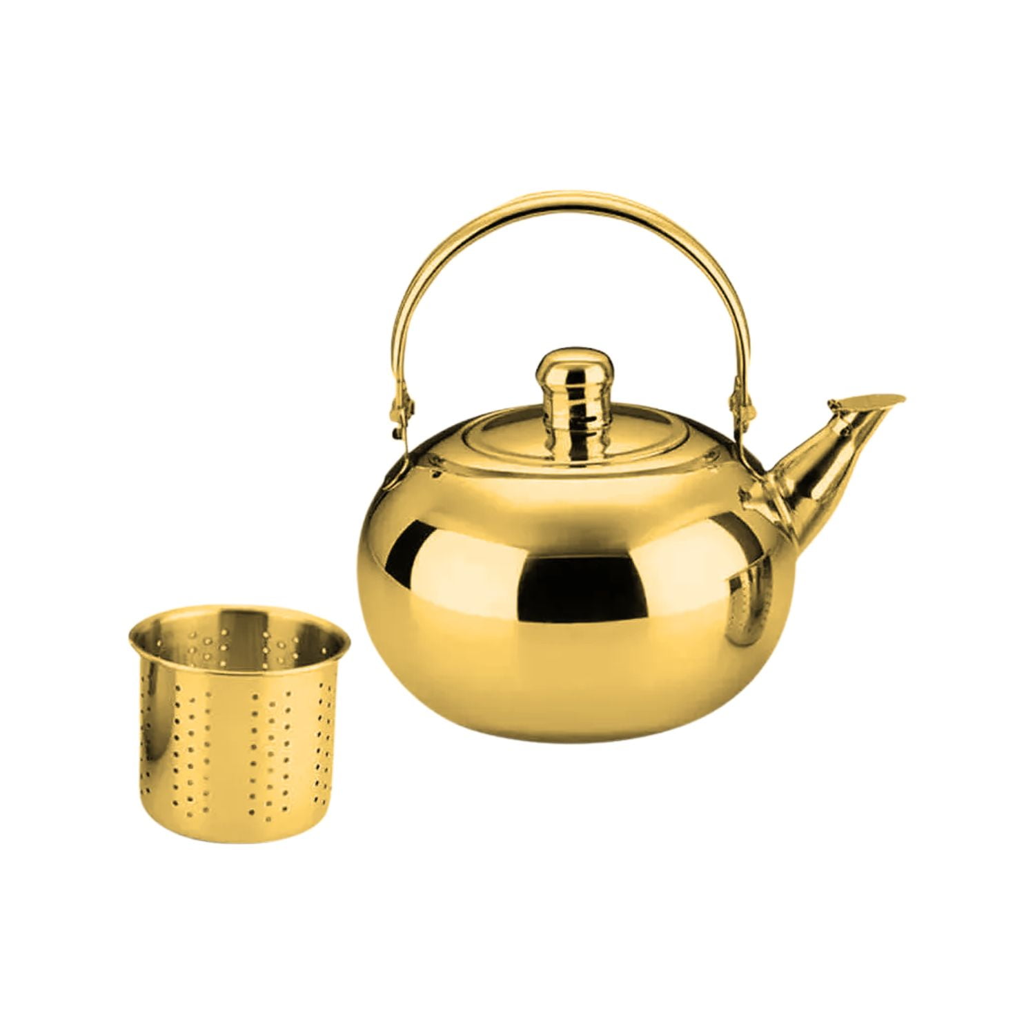 Disparo - Tetera De Acero Inoxidable 14 Cm Dorada Con Filtro Integrado