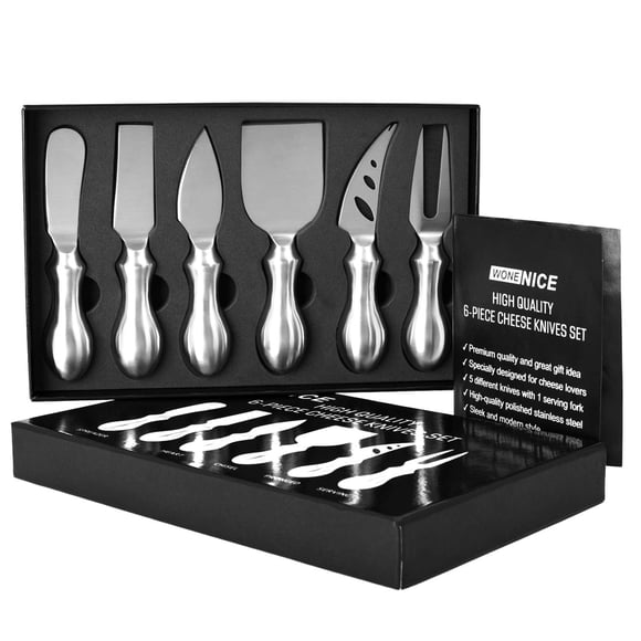 Juego de cuchillos para queso WoneNice Premium de acero inoxidable, 6 piezas