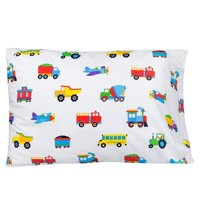 Milsleep - Azul Trenes Aviones Camiones Algodón Edredón Set Toddler Twin Full/Queen Niños