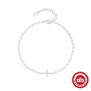 Heshpaws - Brazalete Cruz Religiosa De Plata De Ley