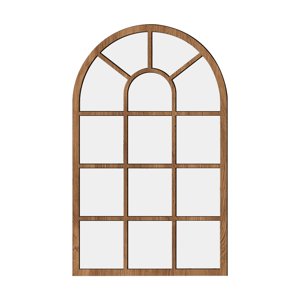 Magideal - Espejo De Pared Con Ventana Arqueada, Espejo Decorativo De Pared, Madera Rústica, Acrílico, Decoración De Pared Sencilla, Espejo De Arco De Ventana Pa Marrón