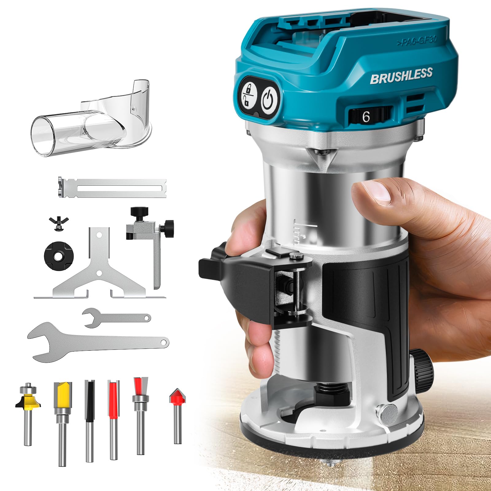 Enrutador Compacto Mtiolhig 800W 30,000 Rpm Compatible Makita 18V