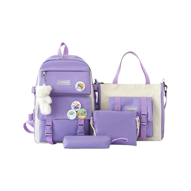 4 Pcs/Set Student Backpack Set Includes Crossbody Bag Pencil Case And Tutoring Bag Large Capacity Zipper Closure Travel Backpack