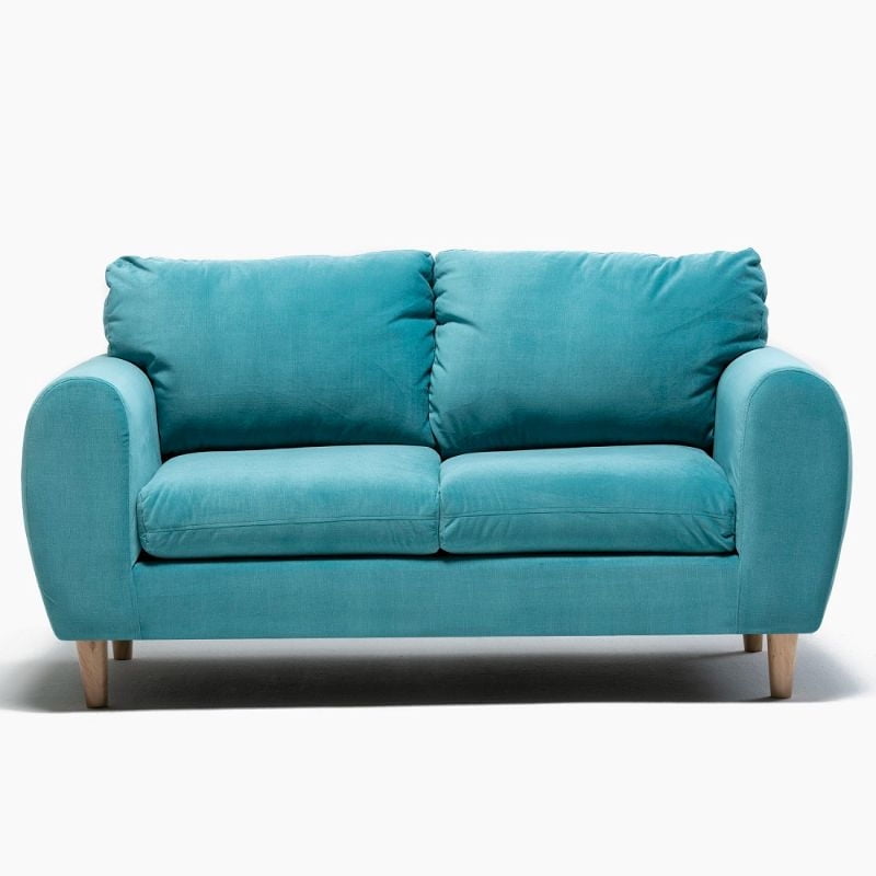 Kea - Sofá Lanston 2 Cuerpos Felpa Turquesa