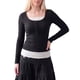 thumbnail image 2 of INSPIRE CHIC Camisetas de Mujer Henley Tops Acanalados Cuello Redondo Manga Larga Encaje en Contraste Botón Punto Frontal Ajustado Y2K Casual Blusas para Salir Talla X Grande Negro, 2 of 6