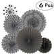 thumbnail image 1 of 6pcs, Halloween Party Hanging Paper Fans Set, Black White Round Paper Fans Decorative Garlands, Halloween Birthday Wedding Graduation Events Accessories, Halloween Party Supplies, 1 of 3