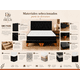 thumbnail image 5 of Cama Europea 2 Plazas Base dividida Respaldo Capitone Negro Colchón Híbrido, 5 of 10