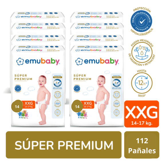 Emubaby Premium XXG x8paquetes 112 pañales