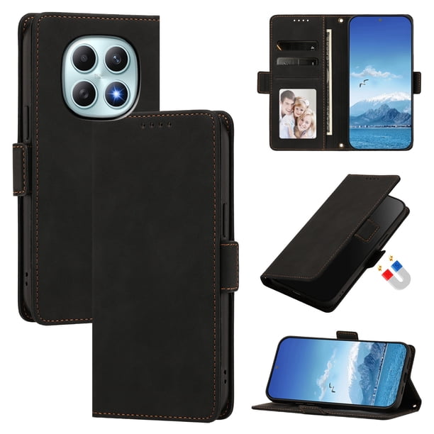 Funda Billetera Delgada para Xiaomi Redmi Note 15 5G / 4G con Ranuras y Soporte Negro
