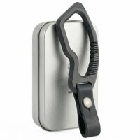 Llavero Con Mosquetón Kova Titanium Con Correa De Piel, Color Negro