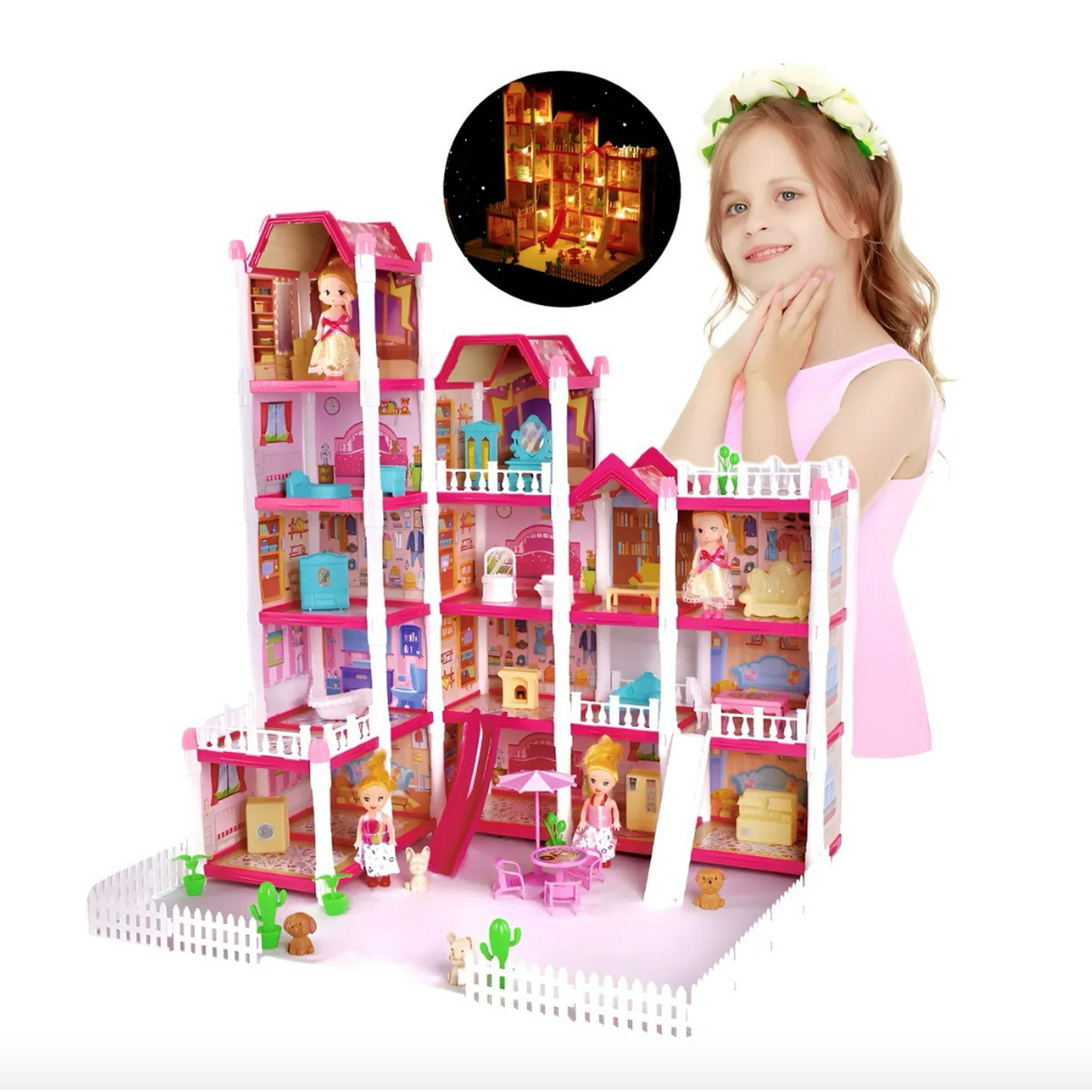 Atlas - Casa Muñecas Princesa Niñas Led 15 Cuartos