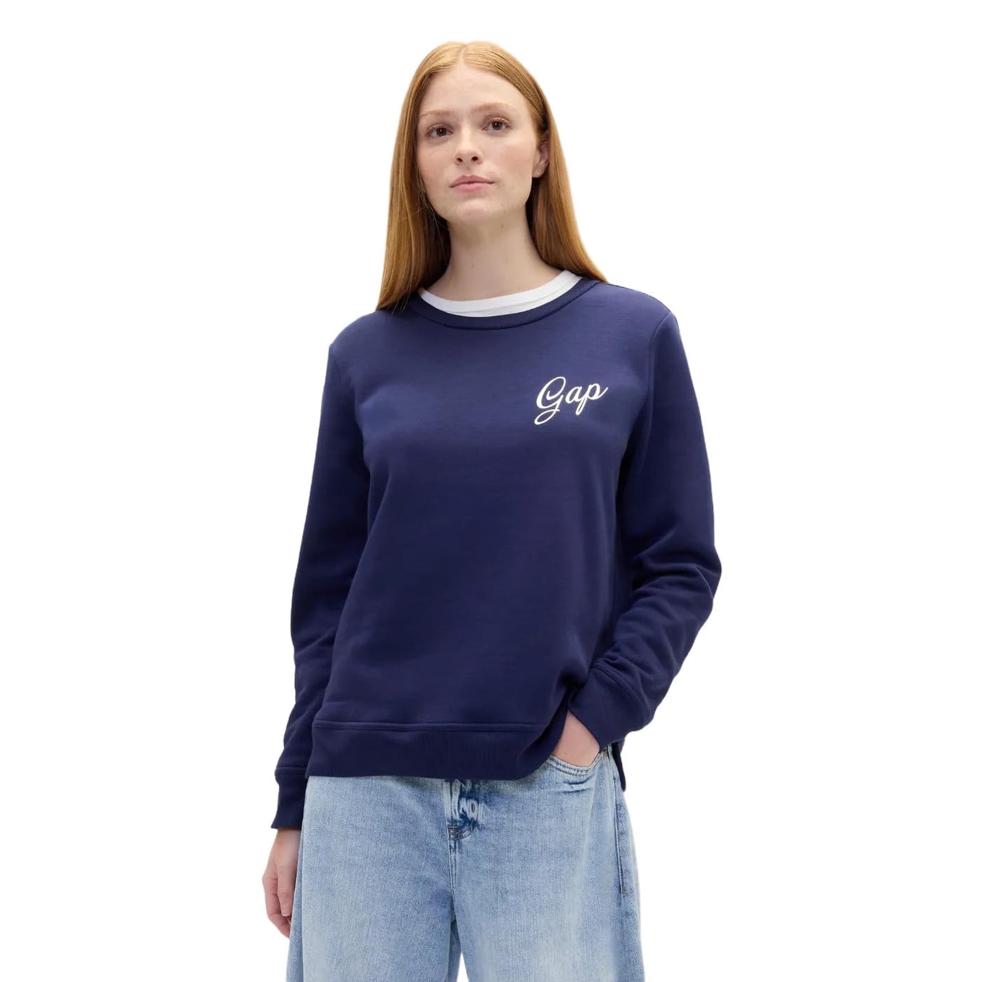 Sudadera Con Cuello Redondo Con Logo Gap Para Mujer, Nueva, Color Azul Marino, Talla Xxl