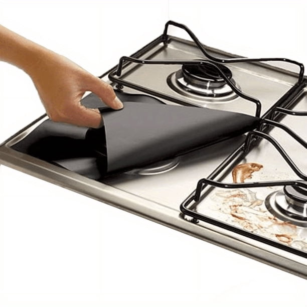 6pcs Premium Extra 0.15mm Thick Reusable Gas Range Stovetop Burner Protector Pad Liner Cover For Cleaning Kitchen Tools
